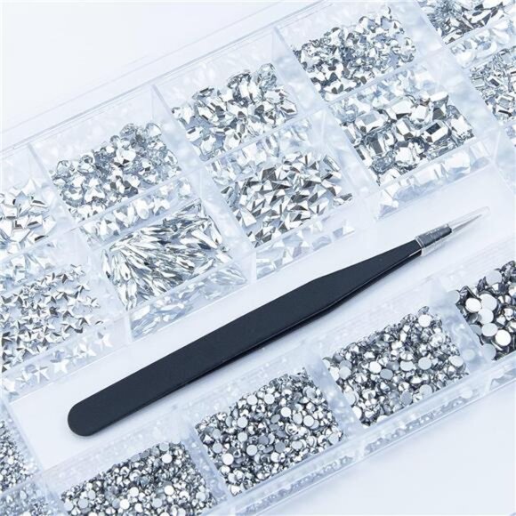 4880 Pcs Silver Color Nail Rhinestones Kit, Nail Art Rhinestones Crystals - Picture 4 of 6
